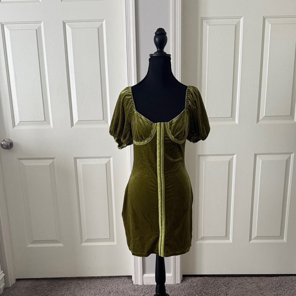 Cider Olive Green Mini Dress
